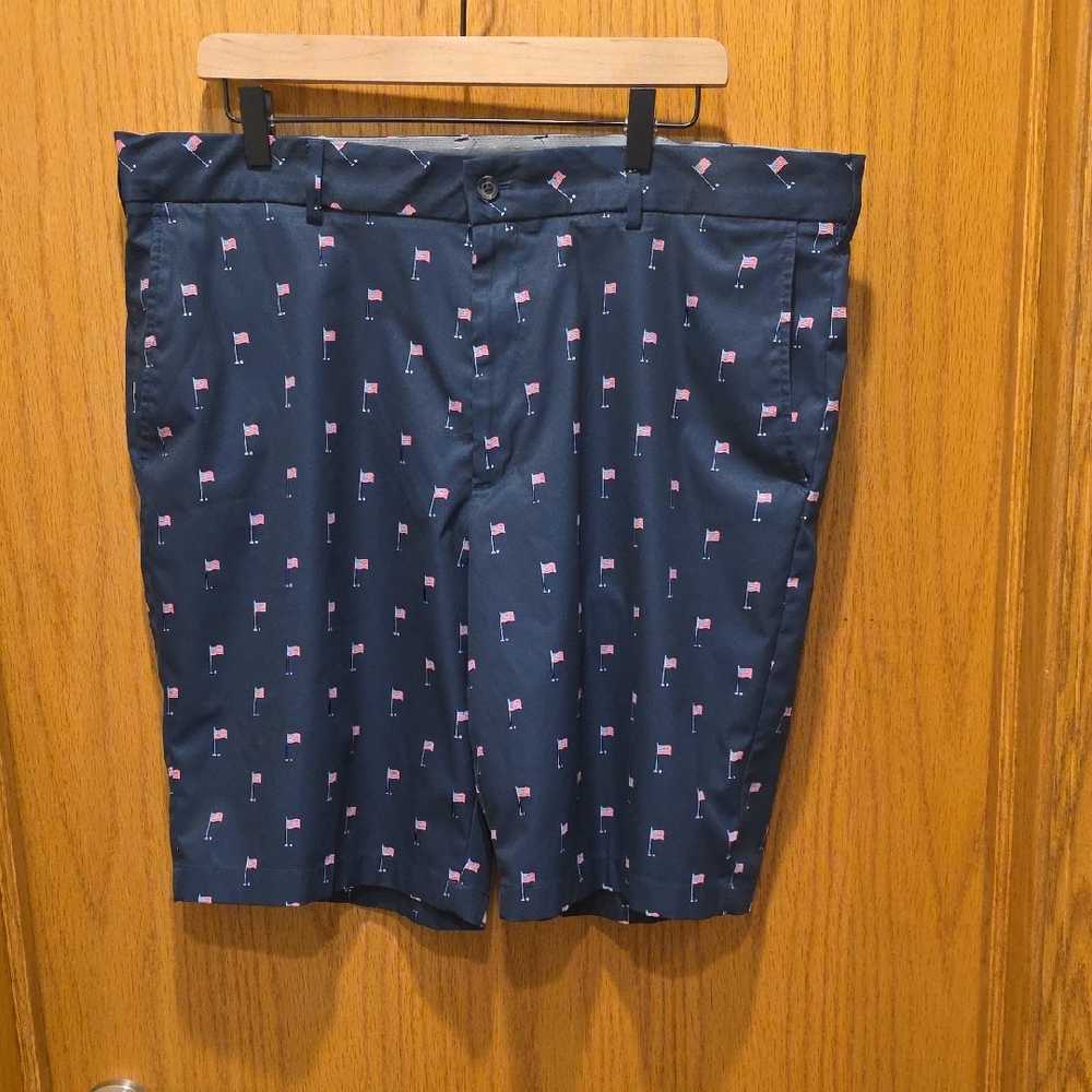 Walter Hagen Navy Shorts with Small Flag Print